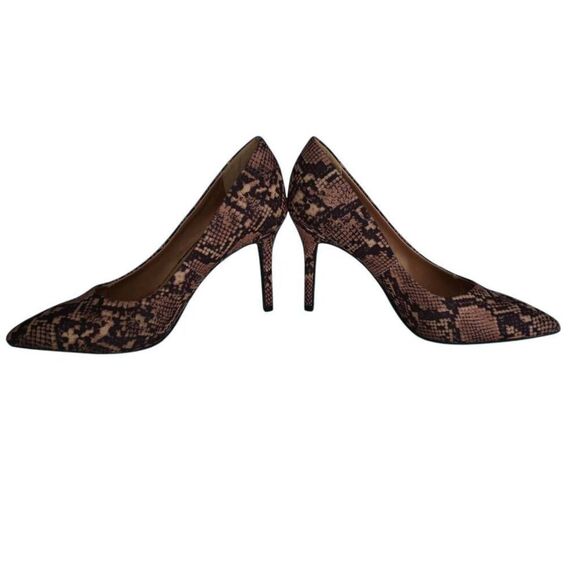 H&M BEIGE & BLACK SNAKE PRINT HEELS SZ.7 NWOT. - Picture 7 of 10